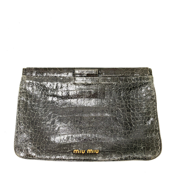 Miu Miu Croco Grey clutch bag