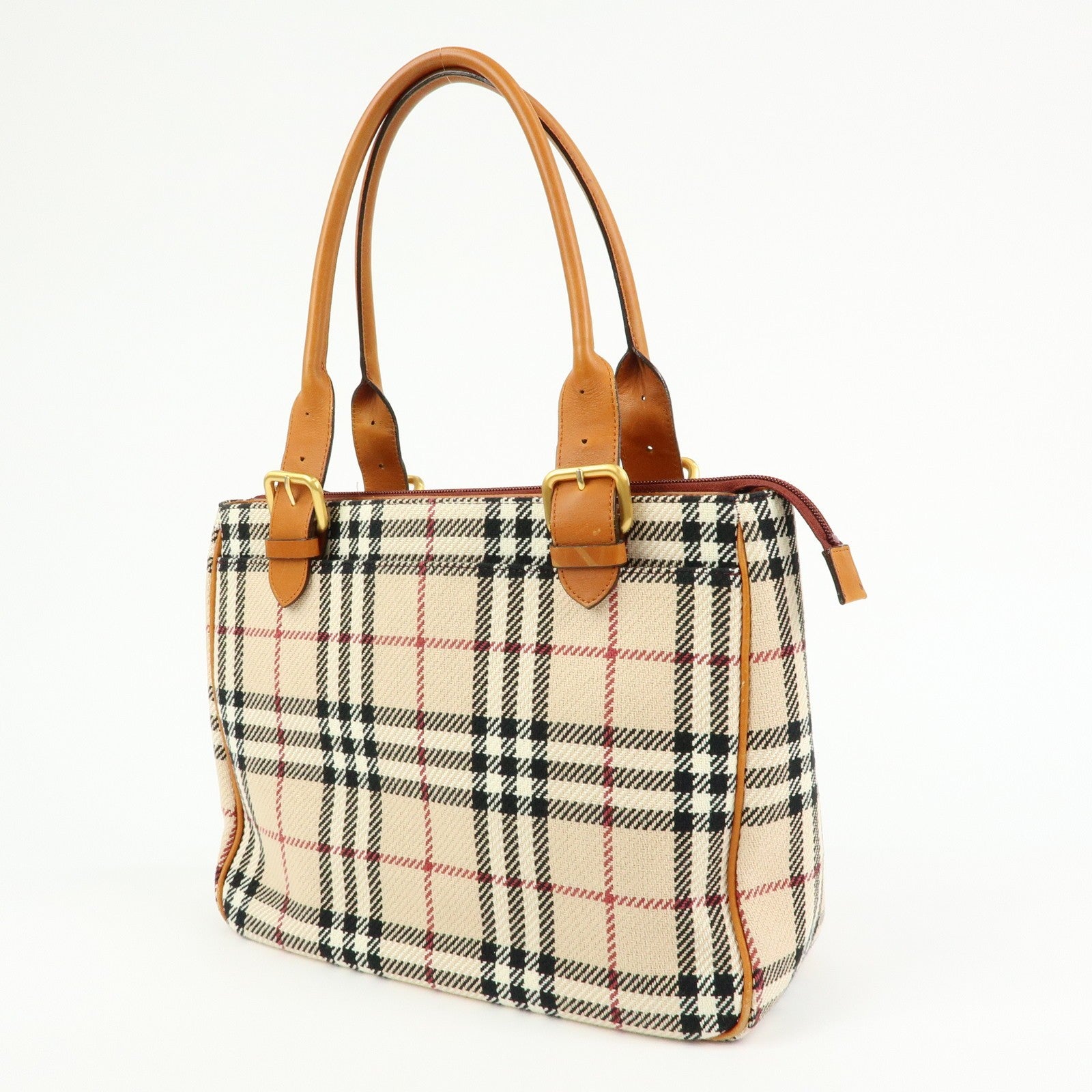 Burberry Nova Plaid Tote Bag - Beige, Canvas