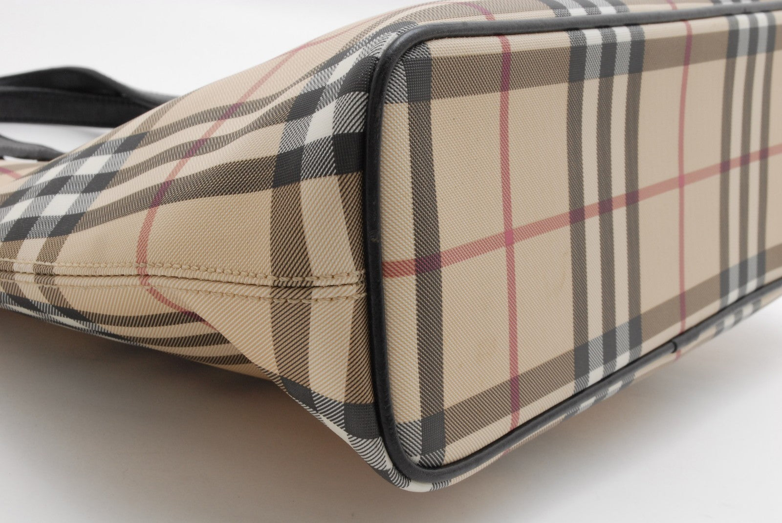 Burberry Nova Check Tote Bag - Black Beige, PVC Leather
