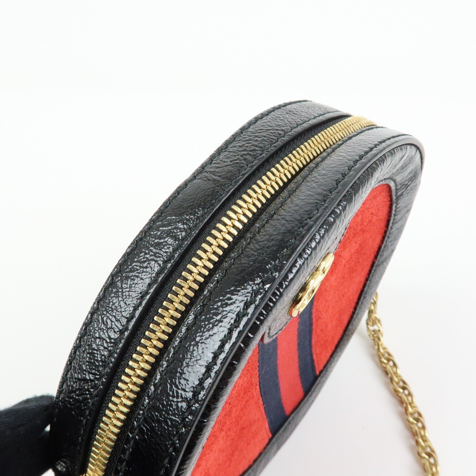 Gucci Shoulder Bag - Red, Black, Suede, Patent Leather
