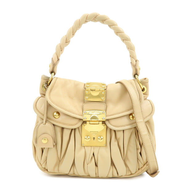 Miu Miu Matelasse 2Way Handbag - Beige, Leather 