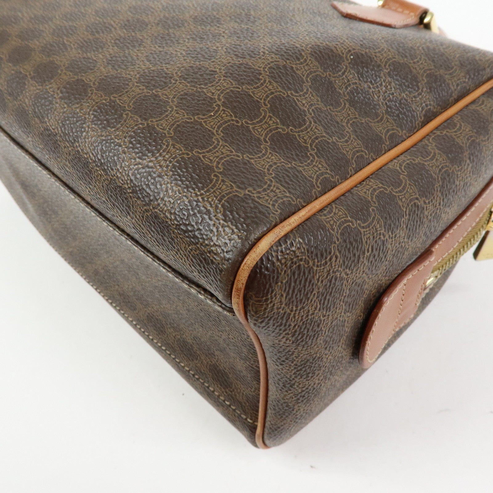Celine Macadam Boston Hand Bag - Brown, PVC Leather 
