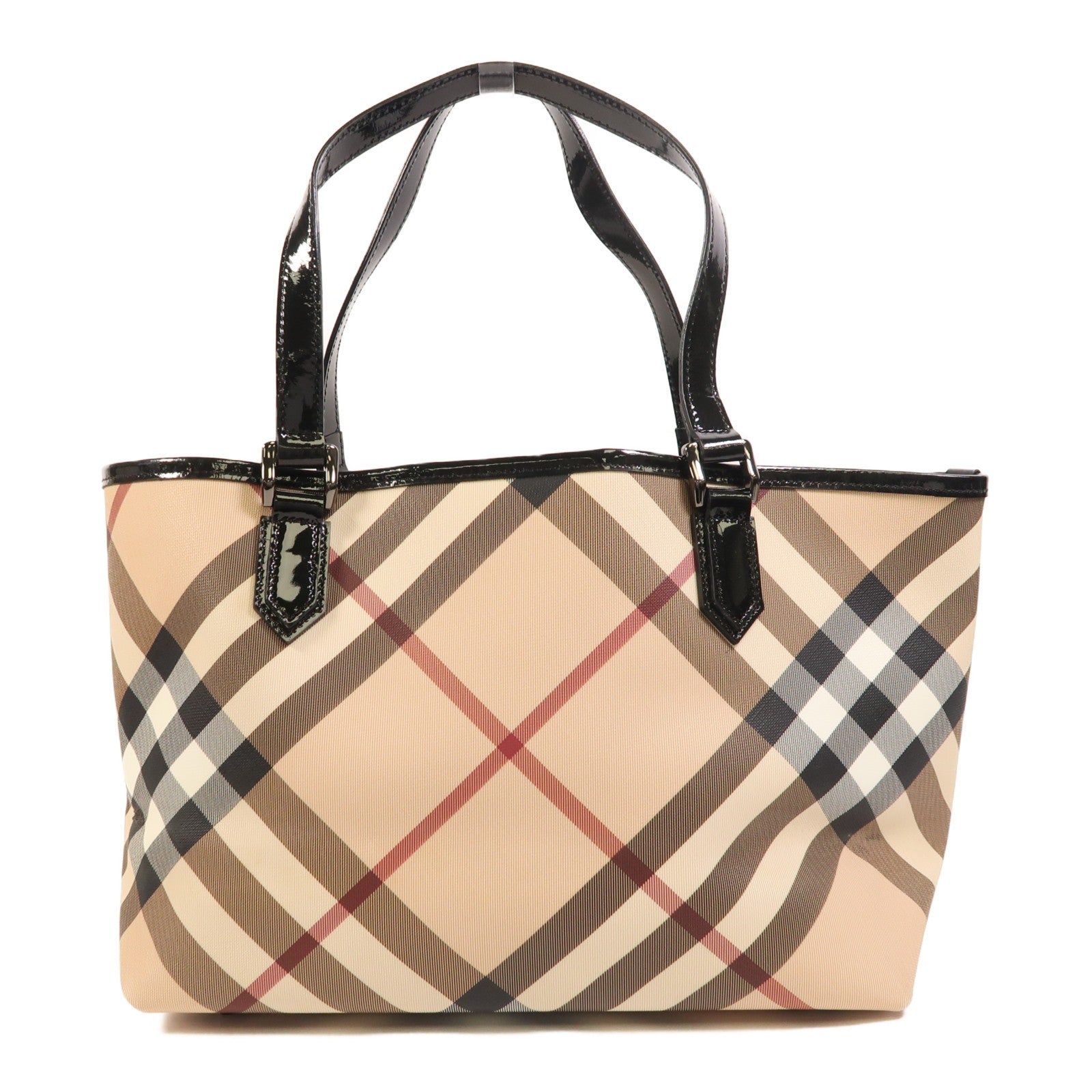 Burberry Shoulder Bag - Beige/Black, Coated Canvas/Patent Leather