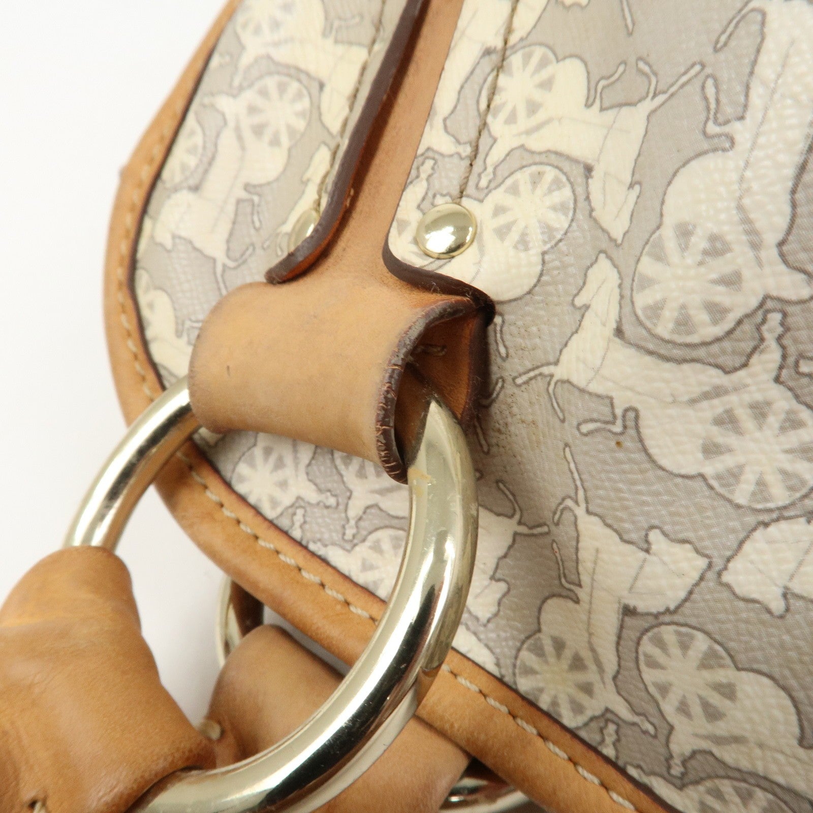 Celine Logo Hand Bag - Gray and Light Brown, Leather