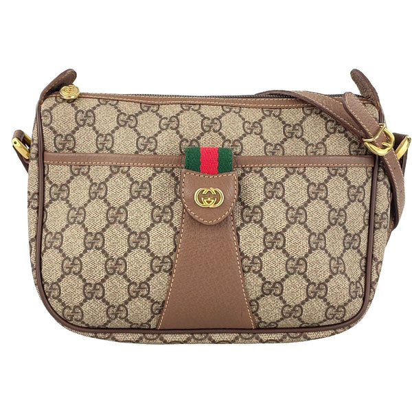 Gucci Sherry Line Shoulder Bag - Beige, Brown, Leather, PVC
