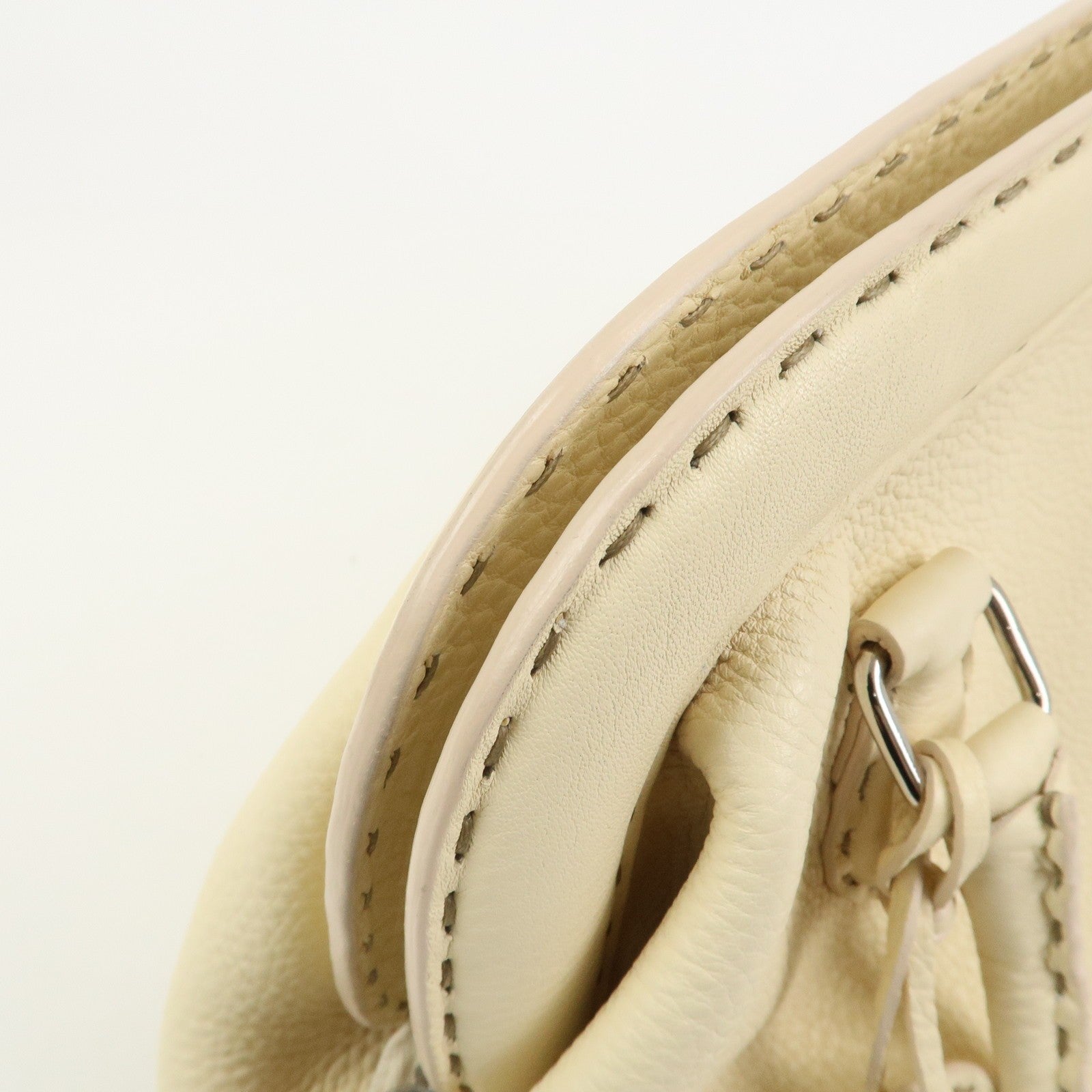 Fendi Boston Hand Bag - Cream, Leather