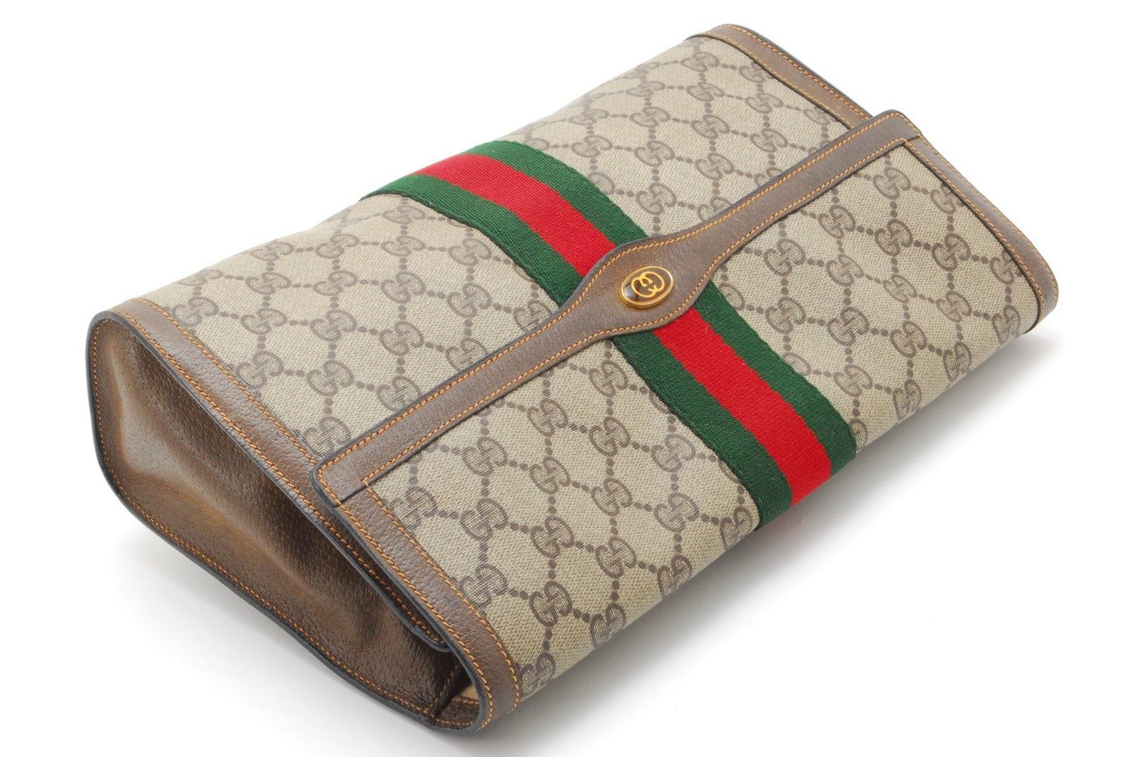 Gucci Sherry Clutch Bag - Beige, PVC Leather 