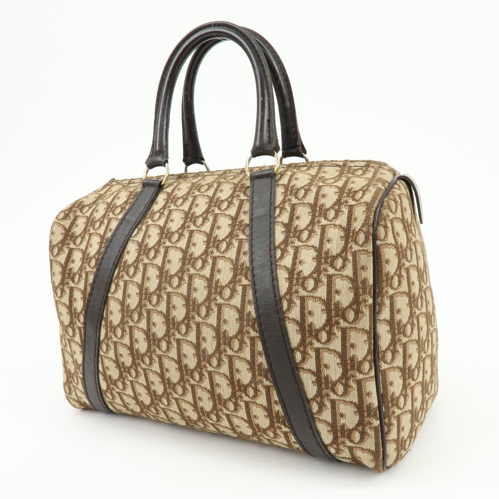 Christian Dior Trotter Jacquard Boston Bag - Brown, Jacquard Canvas and Leather