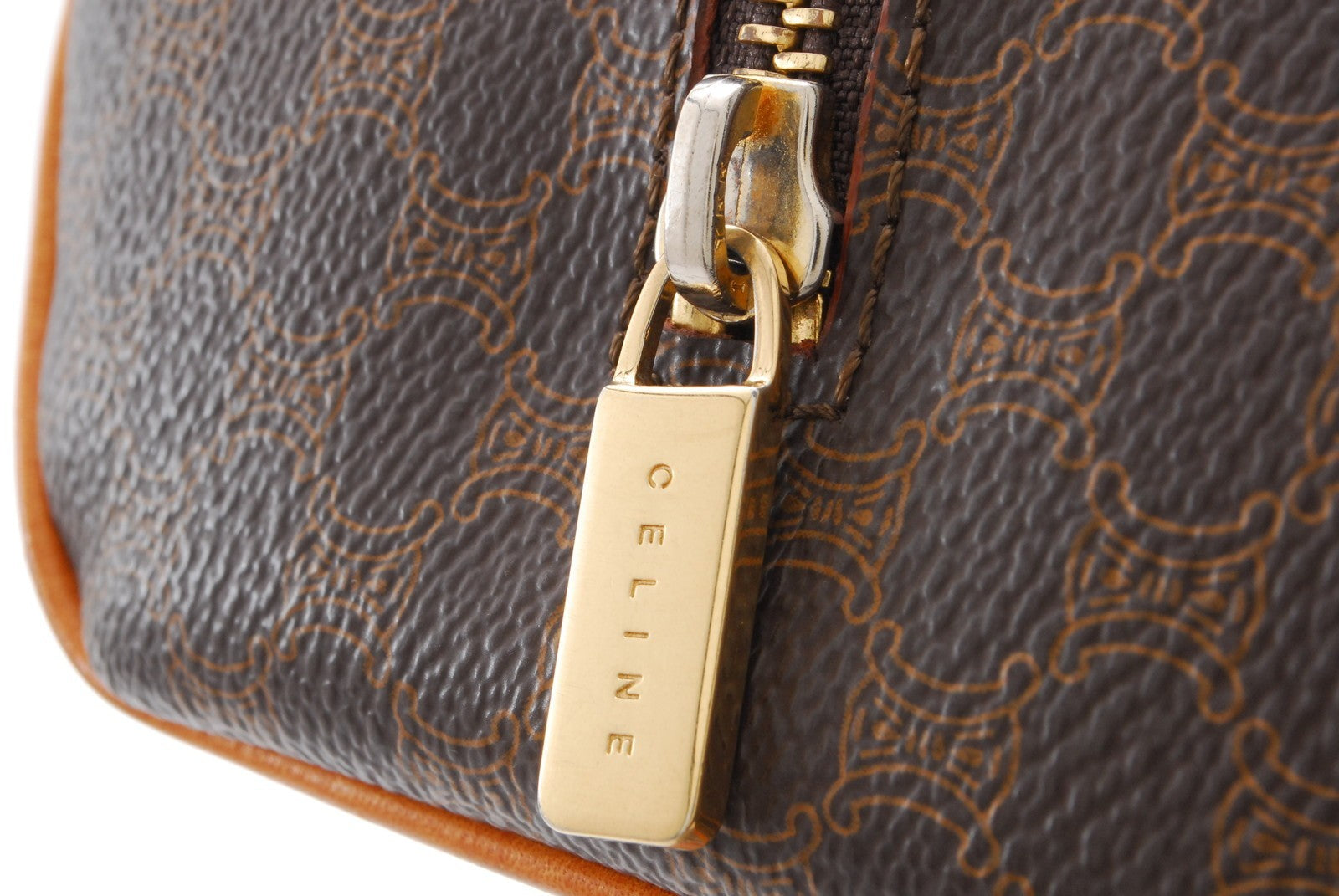 Celine Macadam Boston Hand Bag - Brown, PVC Leather