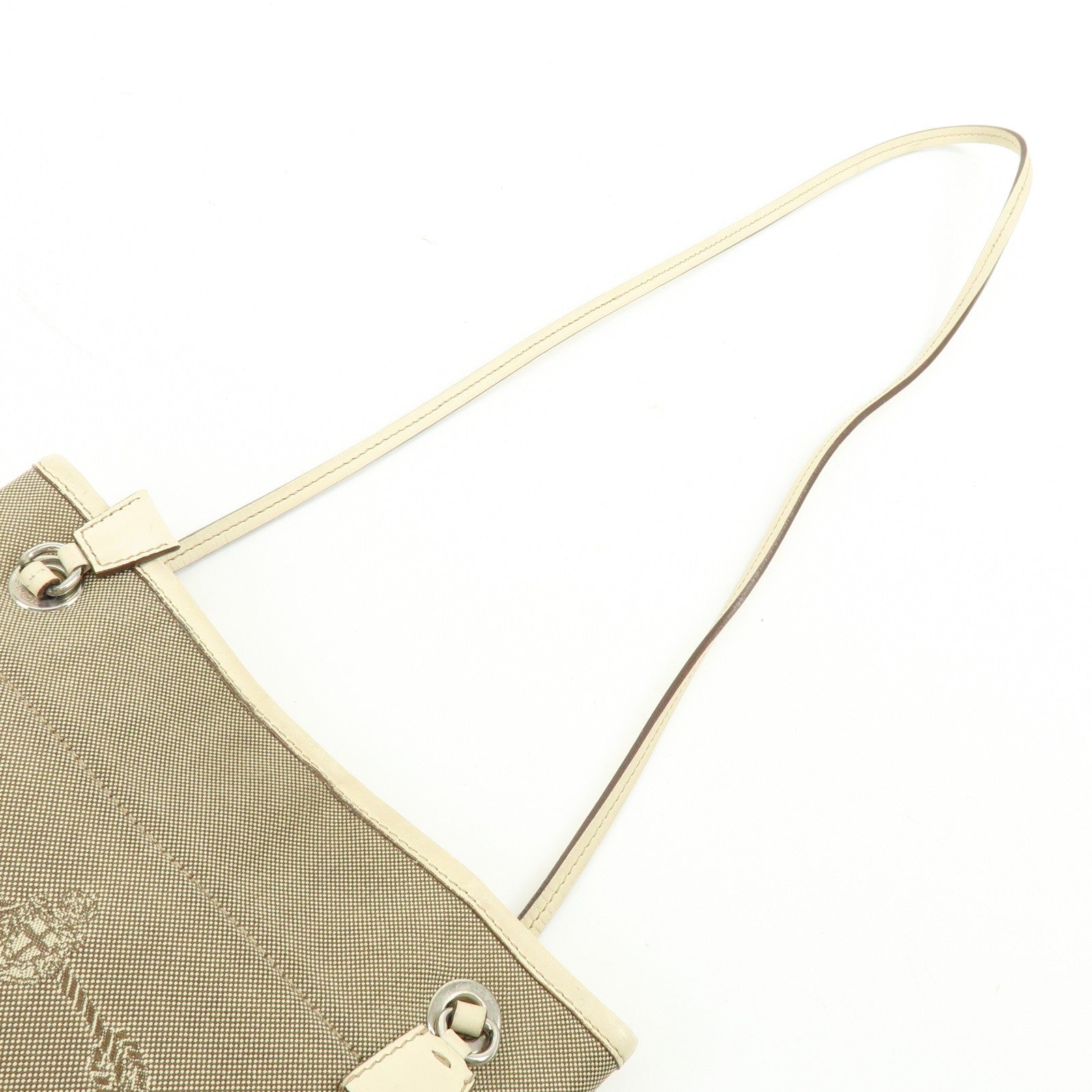 Prada Logo Jacquard Shoulder Bag - Beige, Leather