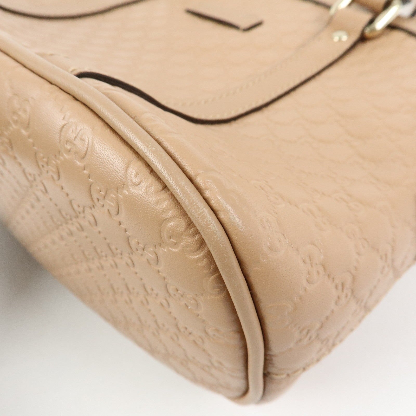 GUCCI Microguccissima Leather Bag Hand Bag Beige