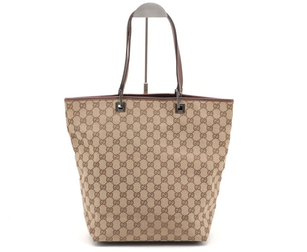 Gucci GG Tote Shoulder Bag - Beige Brown, Canvas Leather
