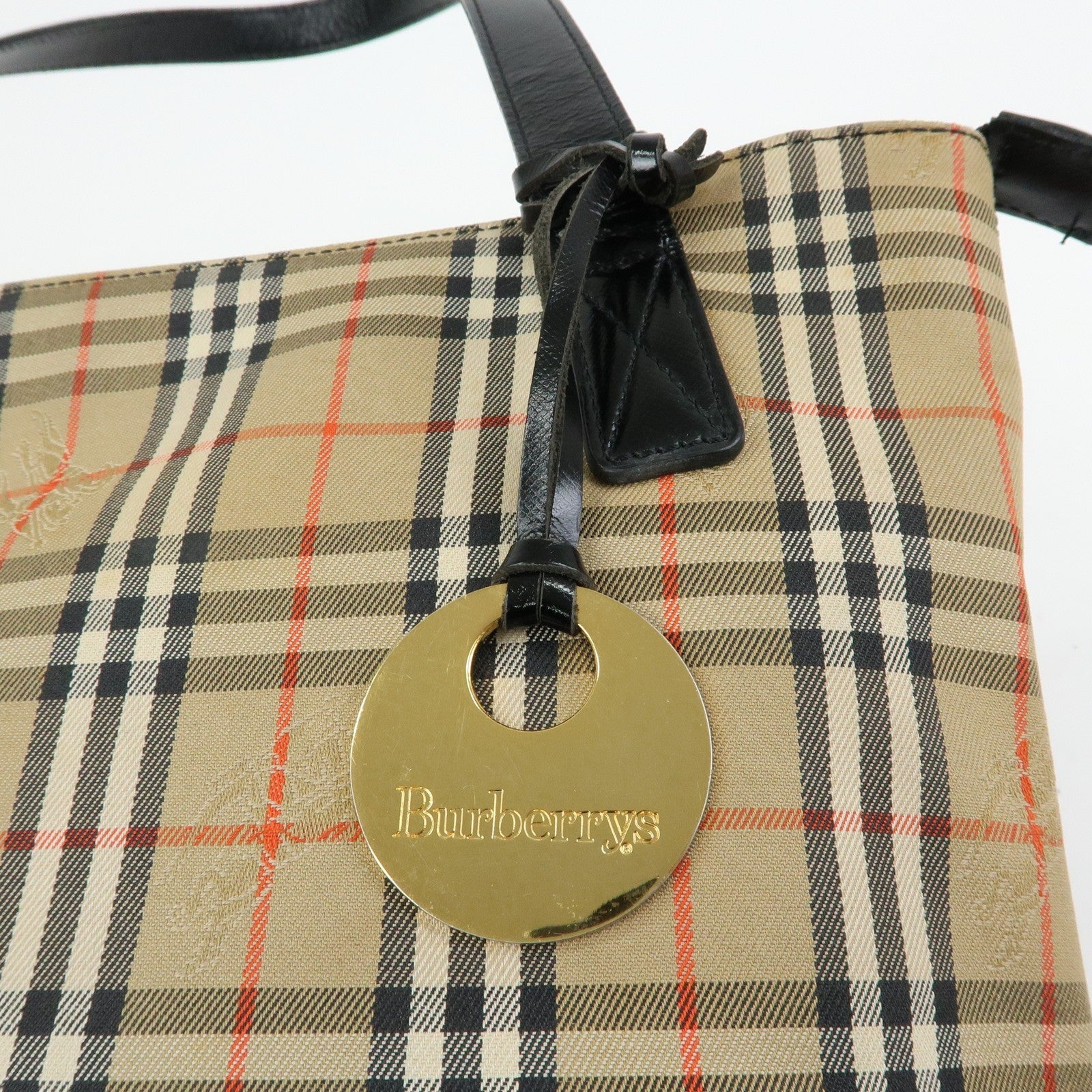 Burberry Nova Plaid Tote Shoulder Bag - Beige, Canvas and Leather