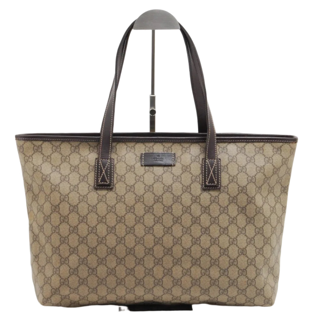 Gucci GG Tote Bag - Beige Brown, PVC Leather