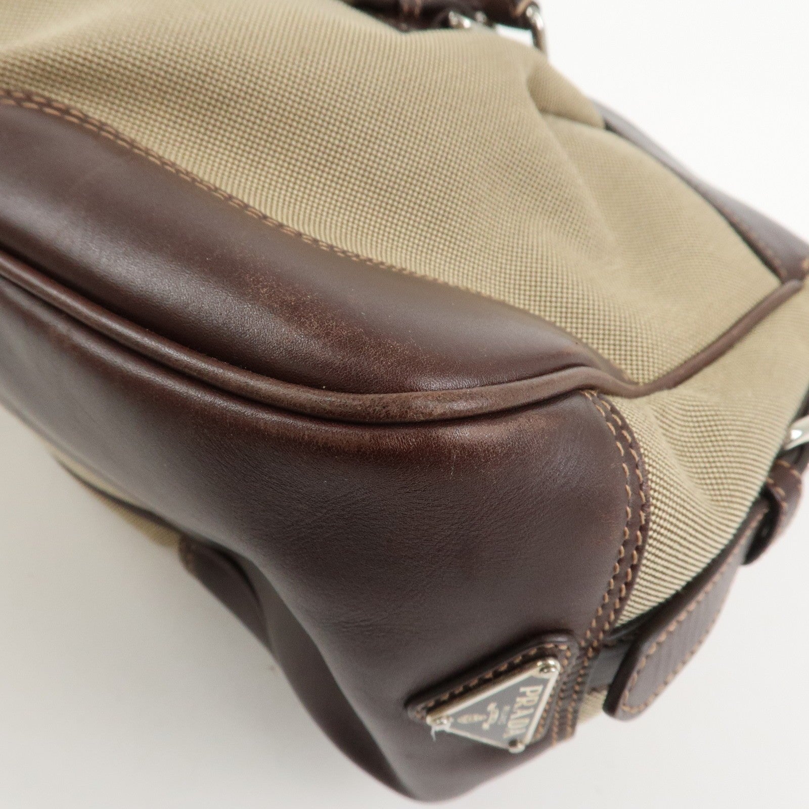 Prada Logo 2Way Shoulder Hand Bag - Brown, Canvas and Leather