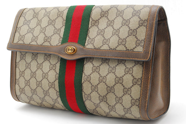 Gucci Sherry Clutch Bag - Beige, PVC Leather