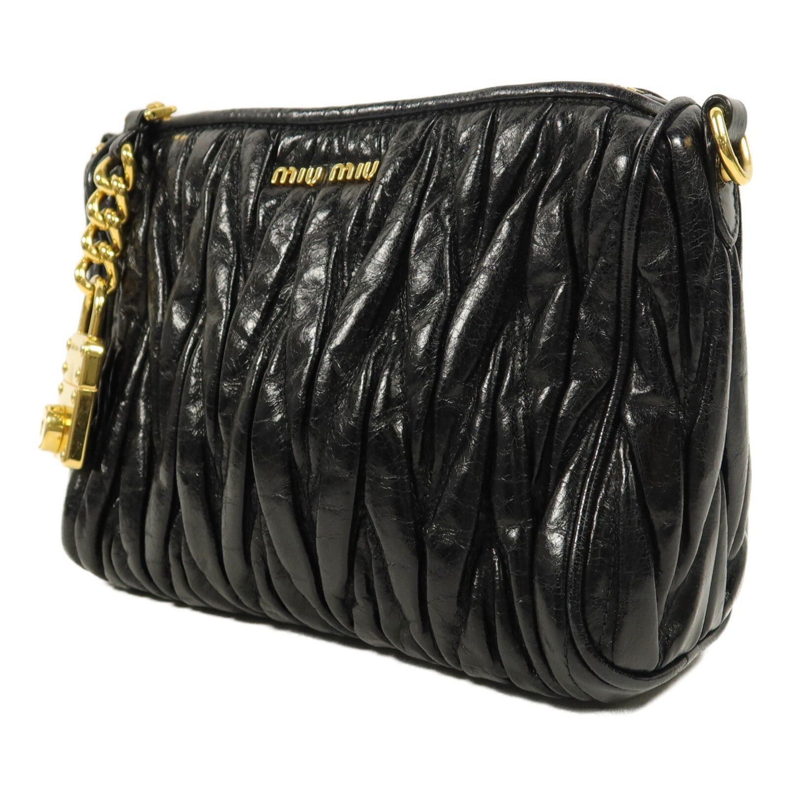 Miu Miu GHW Shoulder Bag - Black, Lambskin Leather