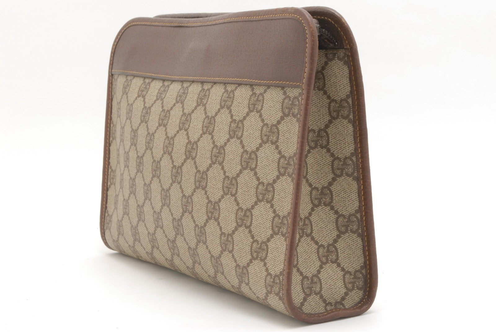 Gucci GG Supreme Clutch Bag - Beige, PVC Leather