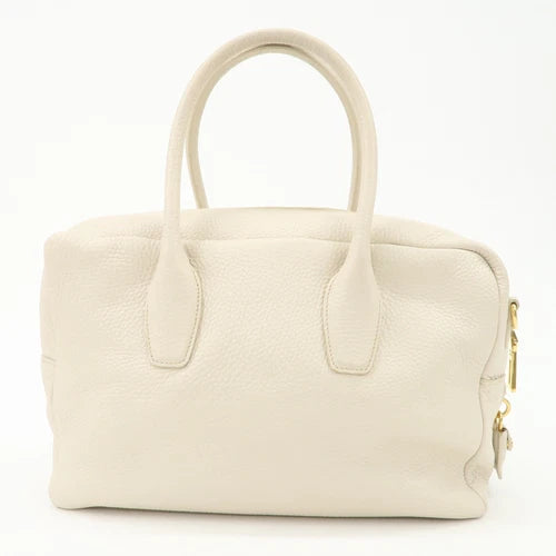 Prada Boston Hand Bag - Ivory, Leather
