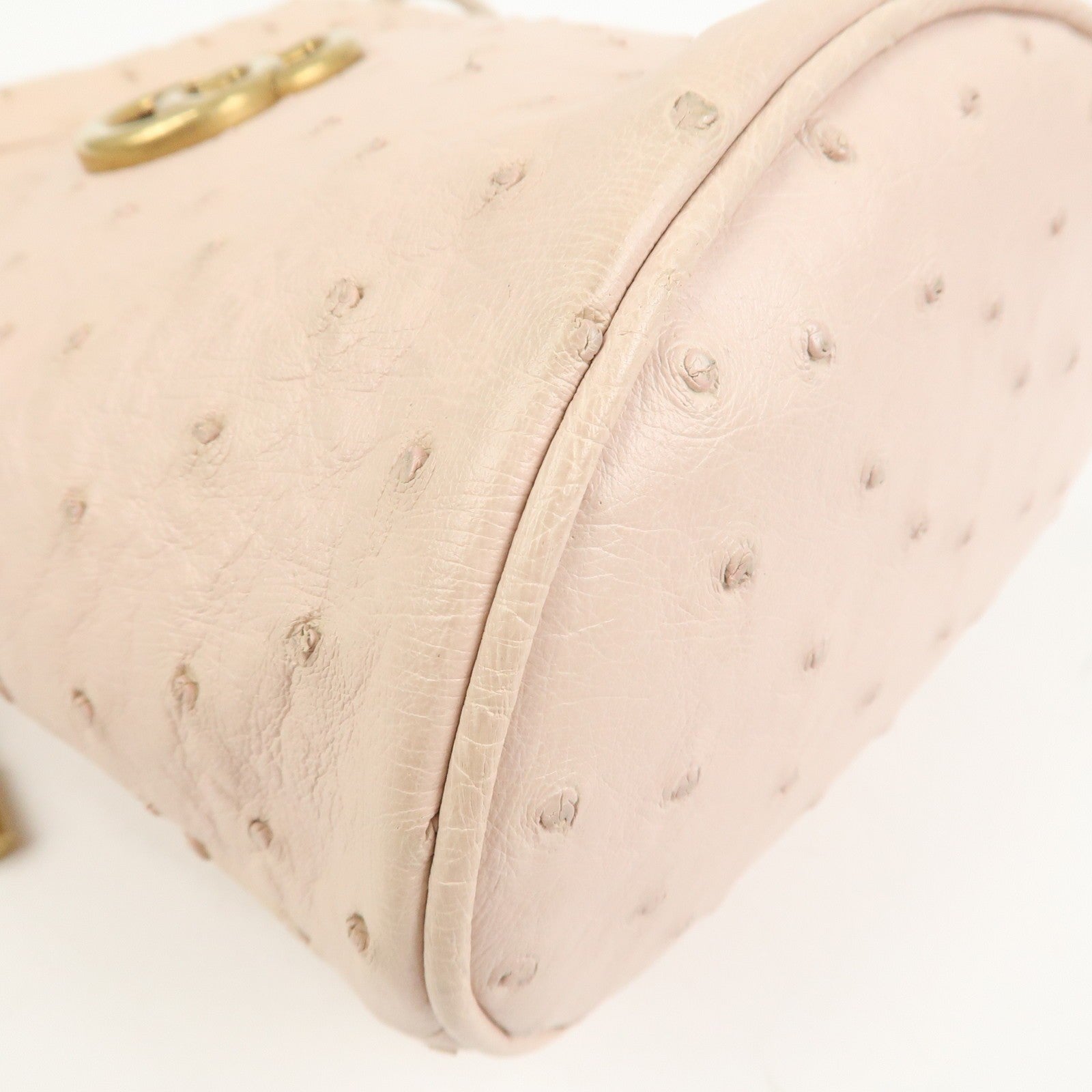 Gucci GG Marmont Mini Bucket Chain Bag - Ivory, Ostrich Leather