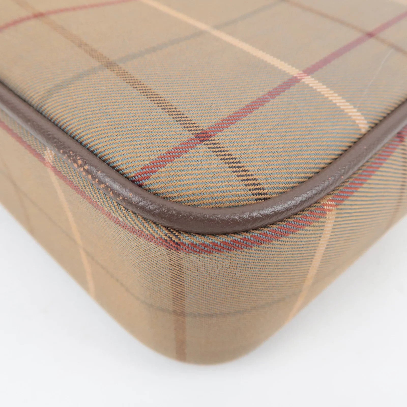 Burberry BURBERRY burberrys Plaid Canvas Leather Clutch Bag - Khaki, Brown, Canvas, Leather