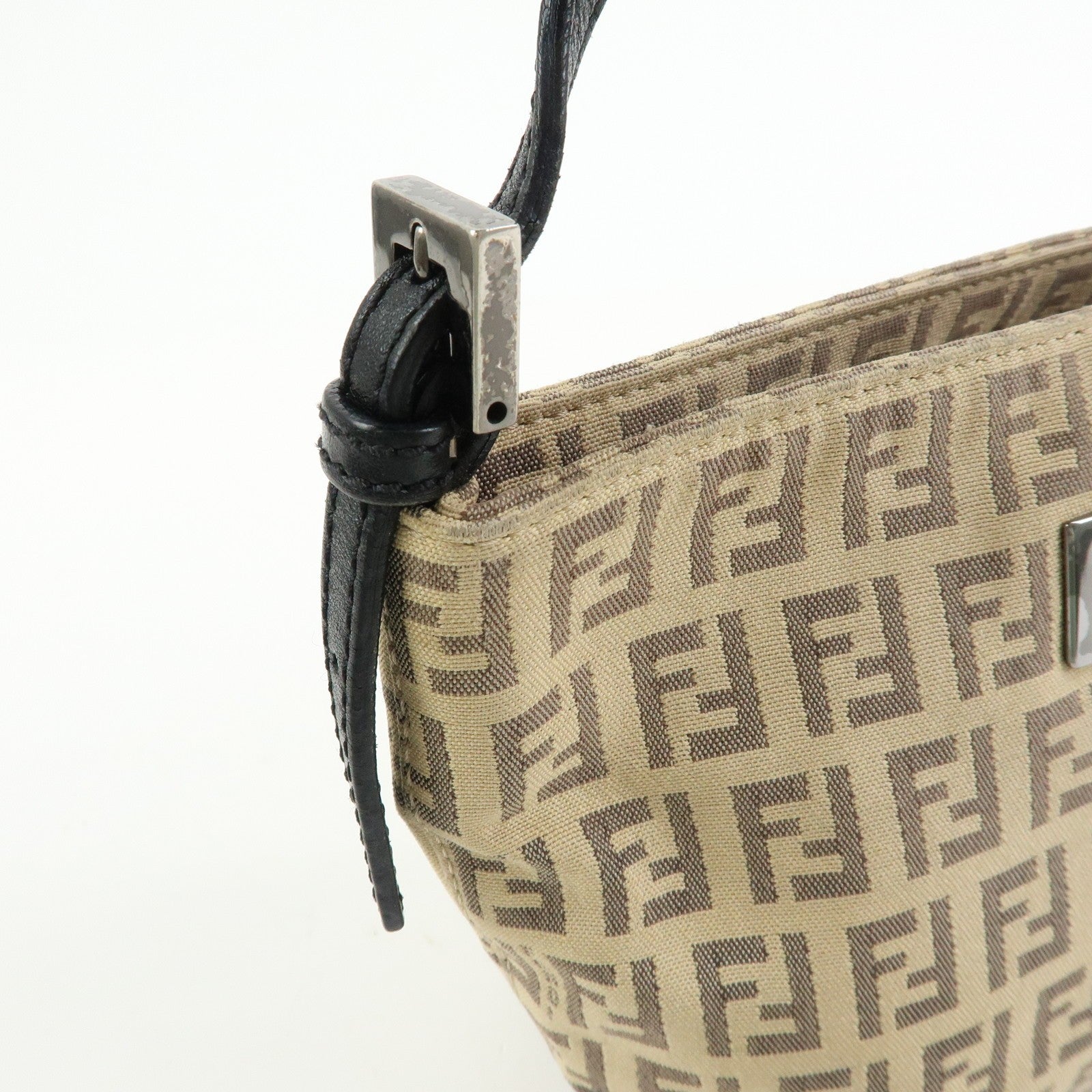 Fendi Hand Bag - Beige Black, Canvas Leather