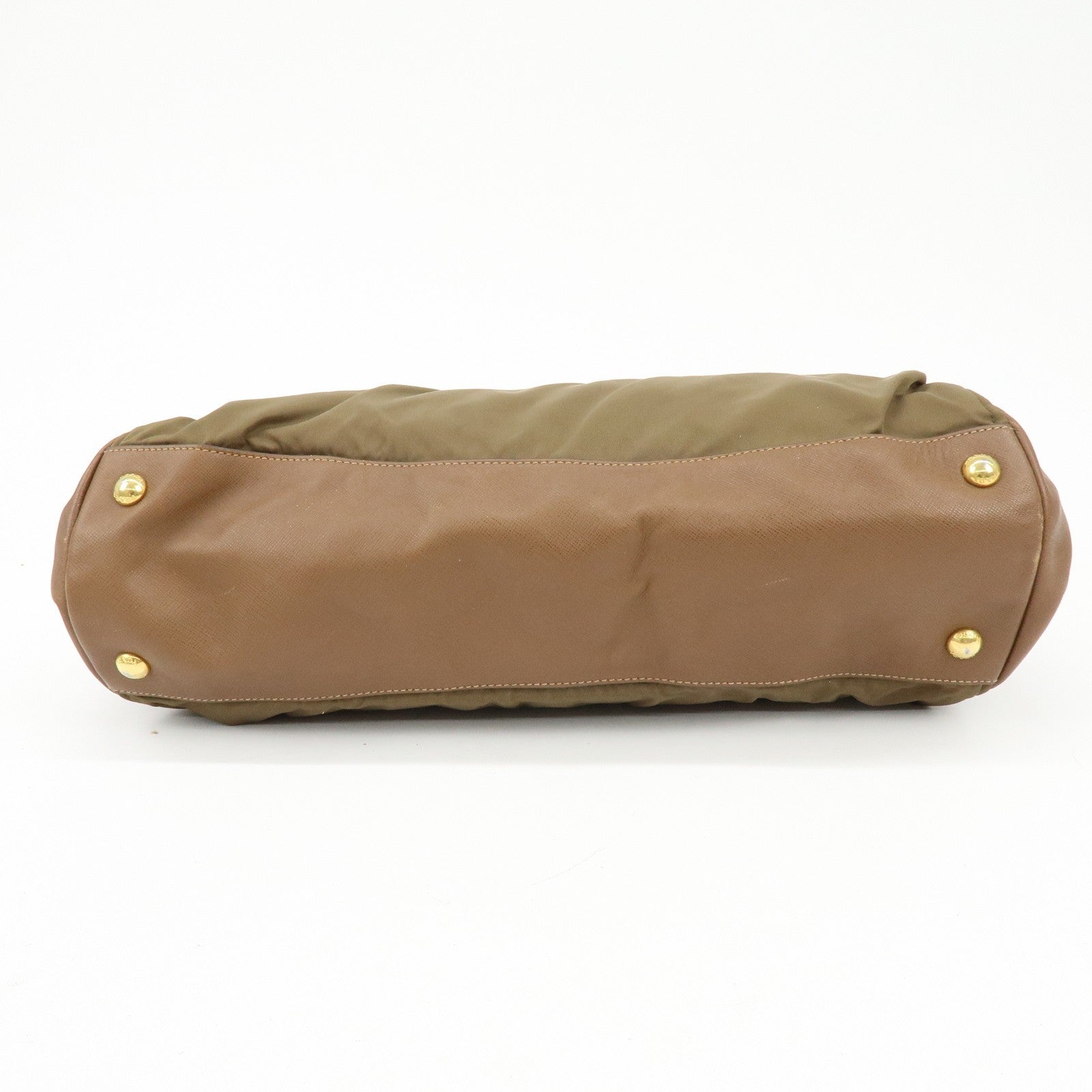Prada Triangle Logo 2Way Bag - Khaki Brown, Nylon Saffiano Leather