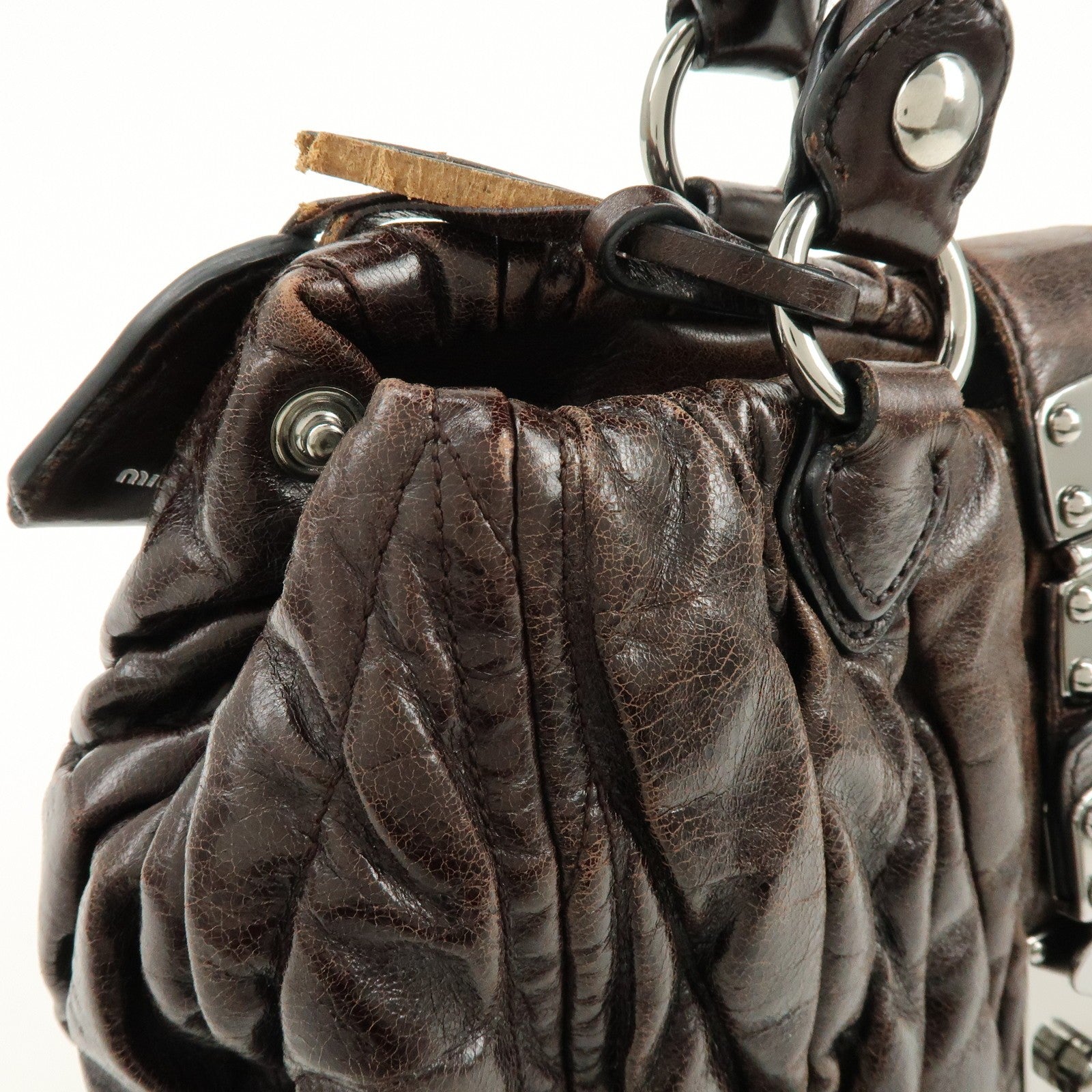 Miu Miu Matelasse 2Way Handbag - Dark Brown, Leather 