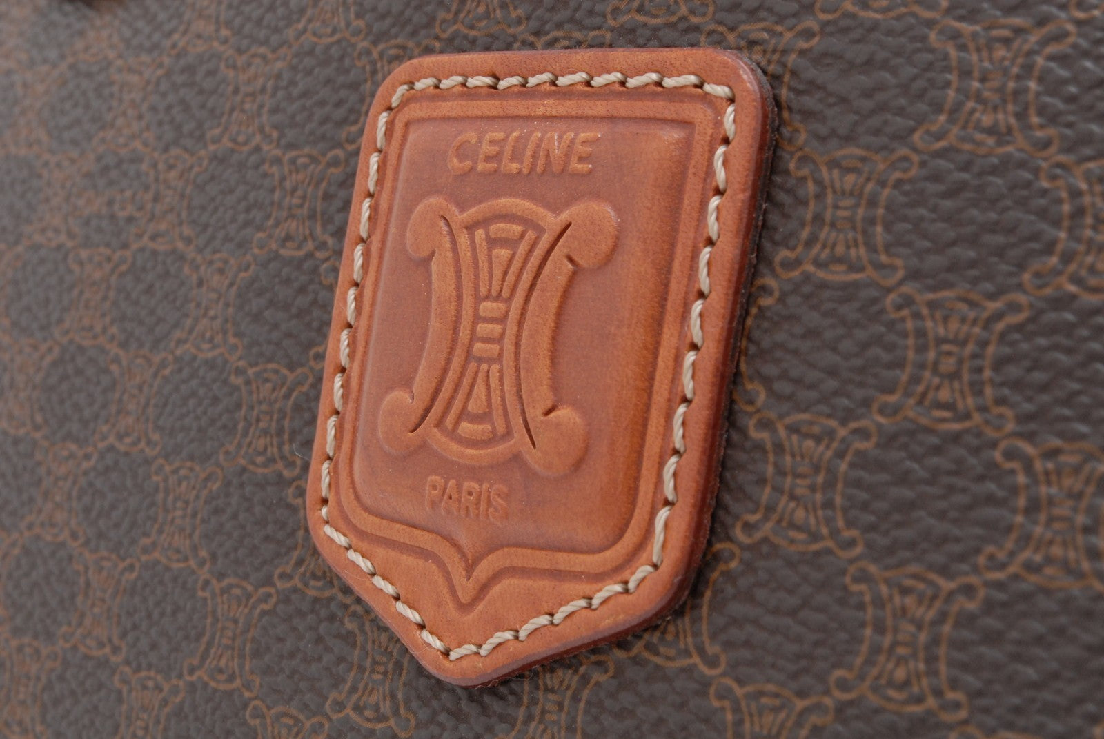 Celine Macadam Boston Hand Bag - Brown, PVC Leather