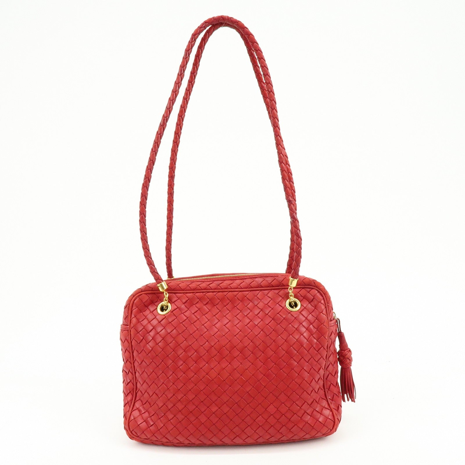 Bottega Veneta Intrecciato Shoulder Bag - Red, Leather