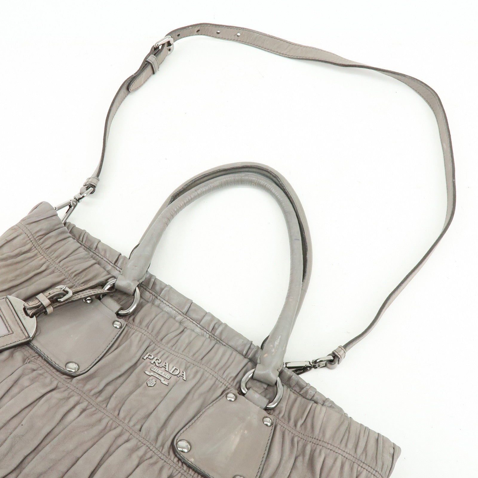 Prada 2Way Bag Hand Bag - Gray, Leather