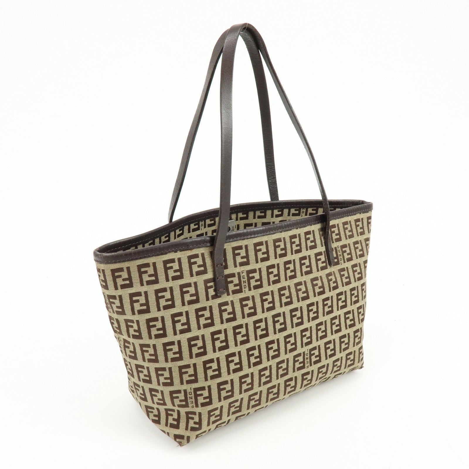 Fendi Zucchino Tote Bag - Brown, Canvas, Leather