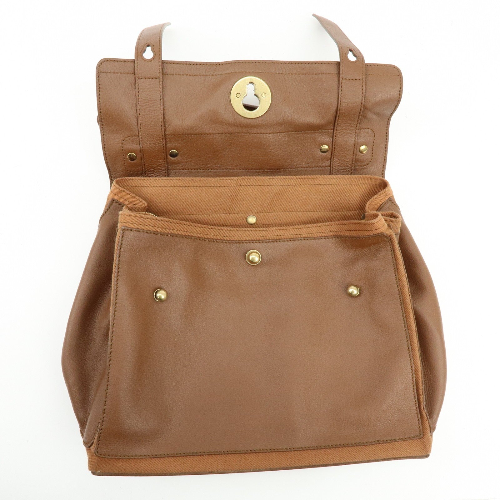 Saint Laurent Hand Bag - Brown, Leather and Canvas