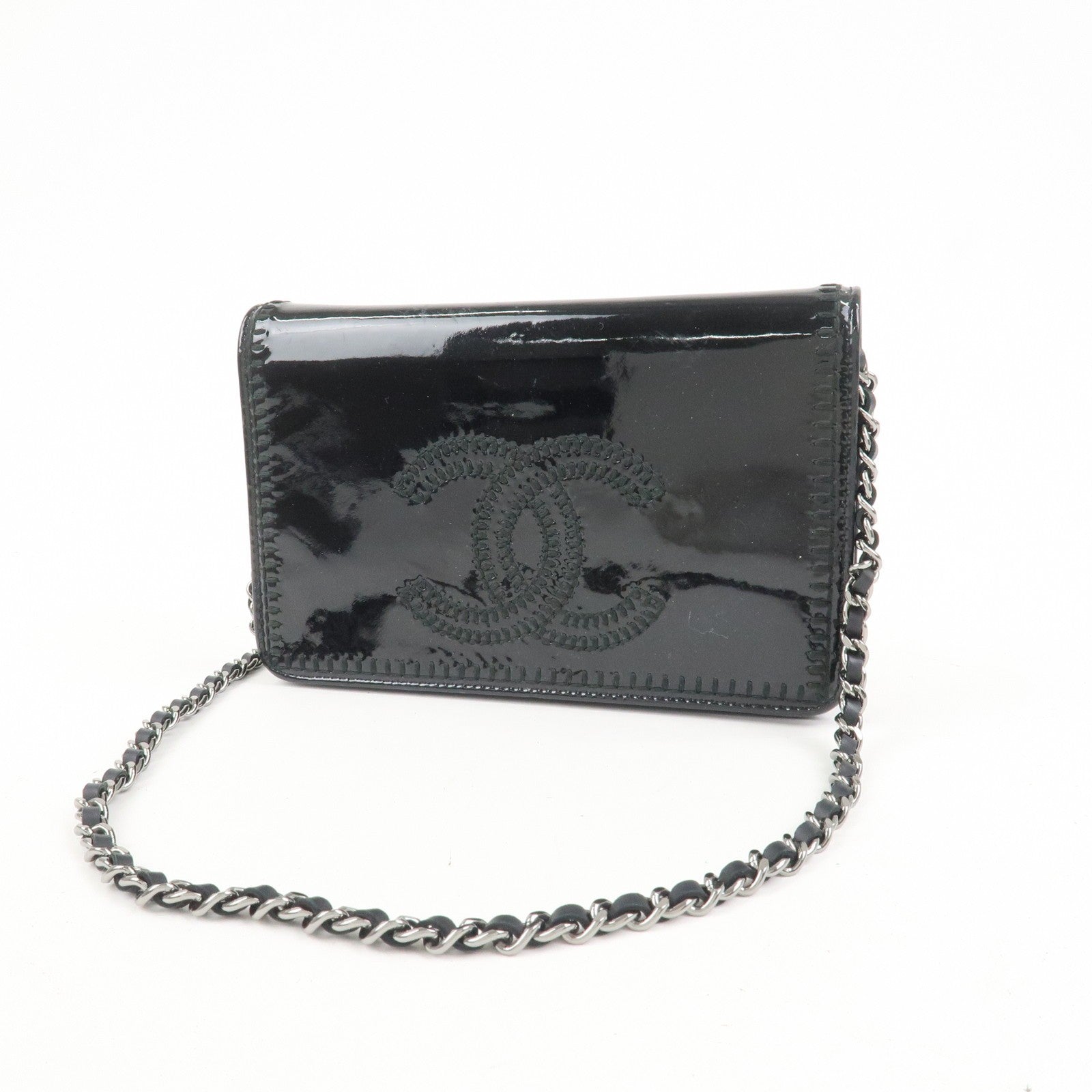 Chanel Coco Mark Wallet Shoulder Bag - Black, Patent Leather
