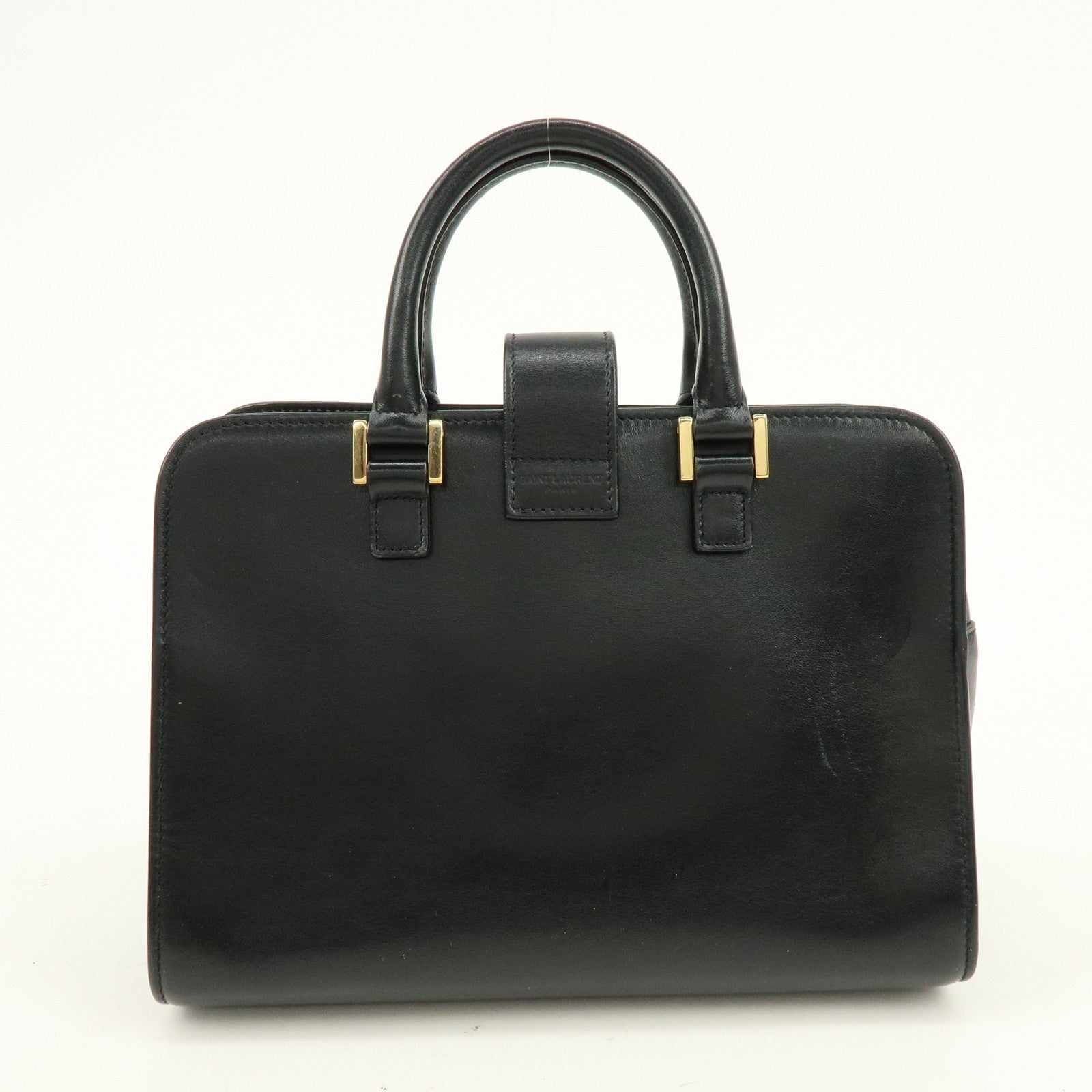 Saint Laurent Paris Baby Cabas Cassandra Hand Bag - Black, Leather 