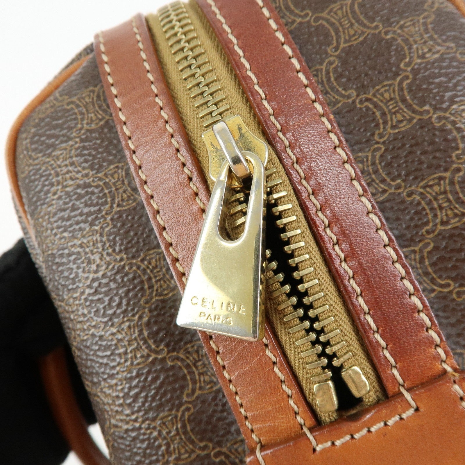 Celine Macadam Boston Hand Bag - Brown, PVC Leather 
