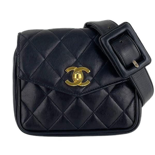CHANEL Matelasse Waist Bag - Black, Lambskin Leather