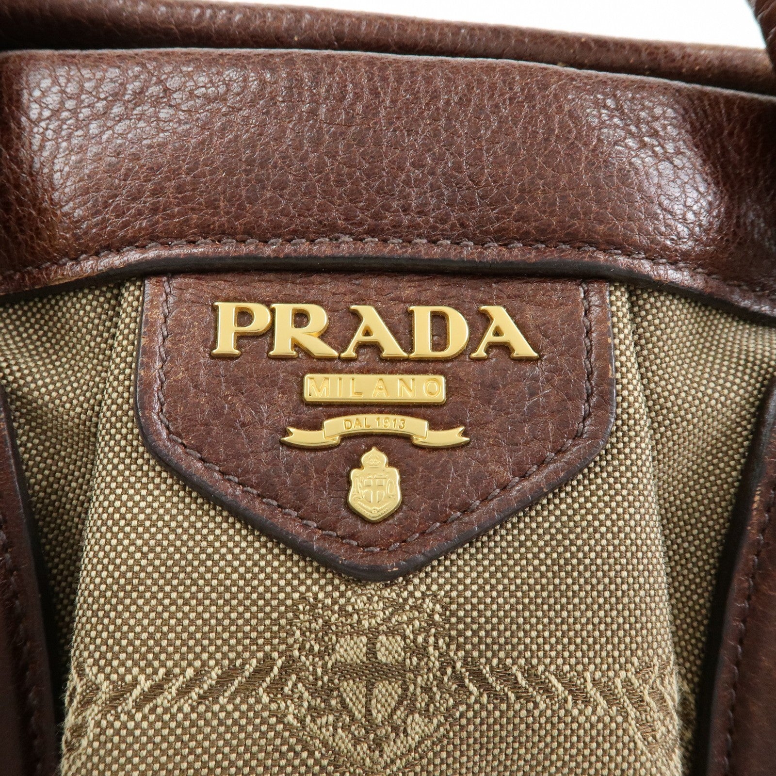 Prada Logo Jacquard 2Way Bag - Brown, Leather