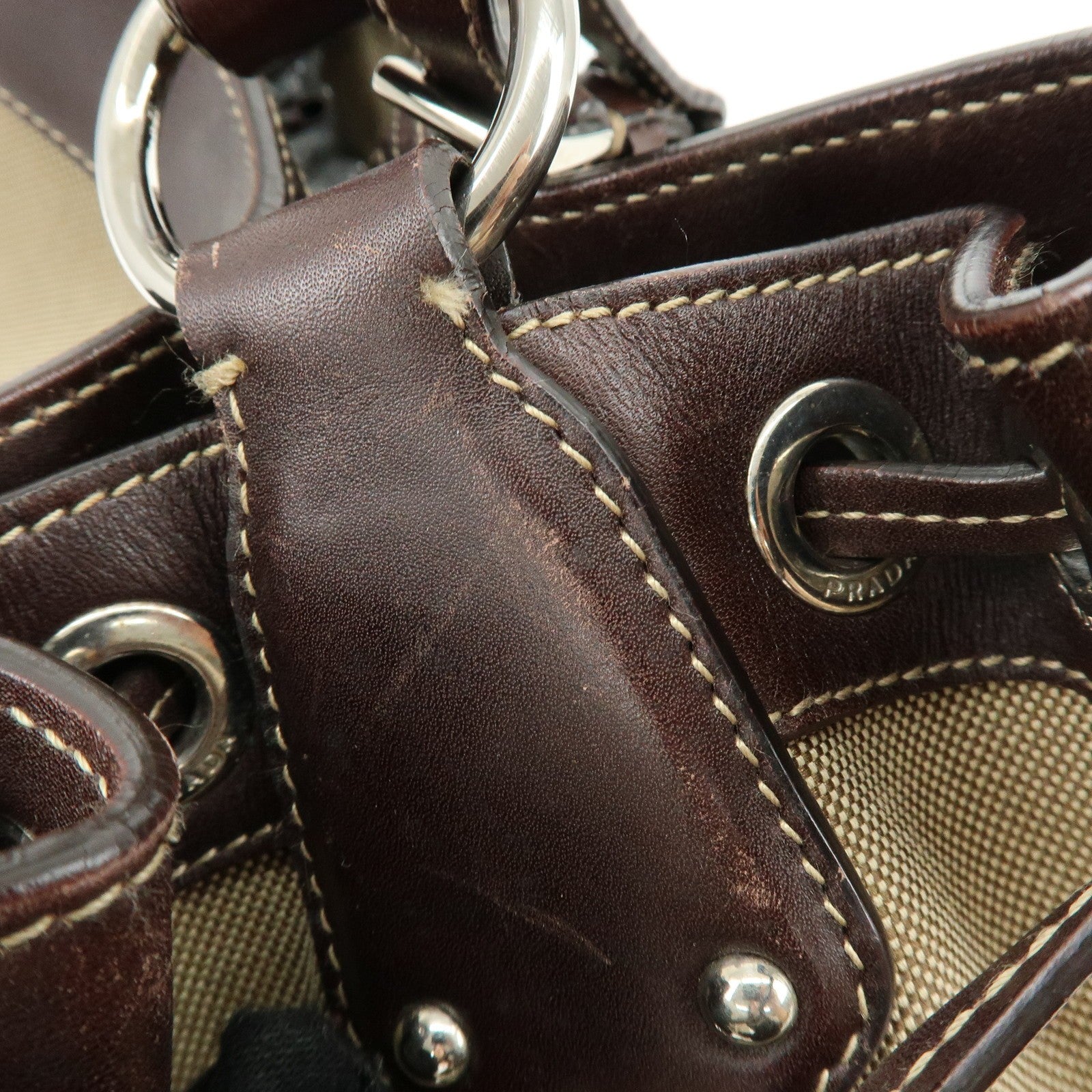 Prada Shoulder Bag - Beige, Canvas Leather