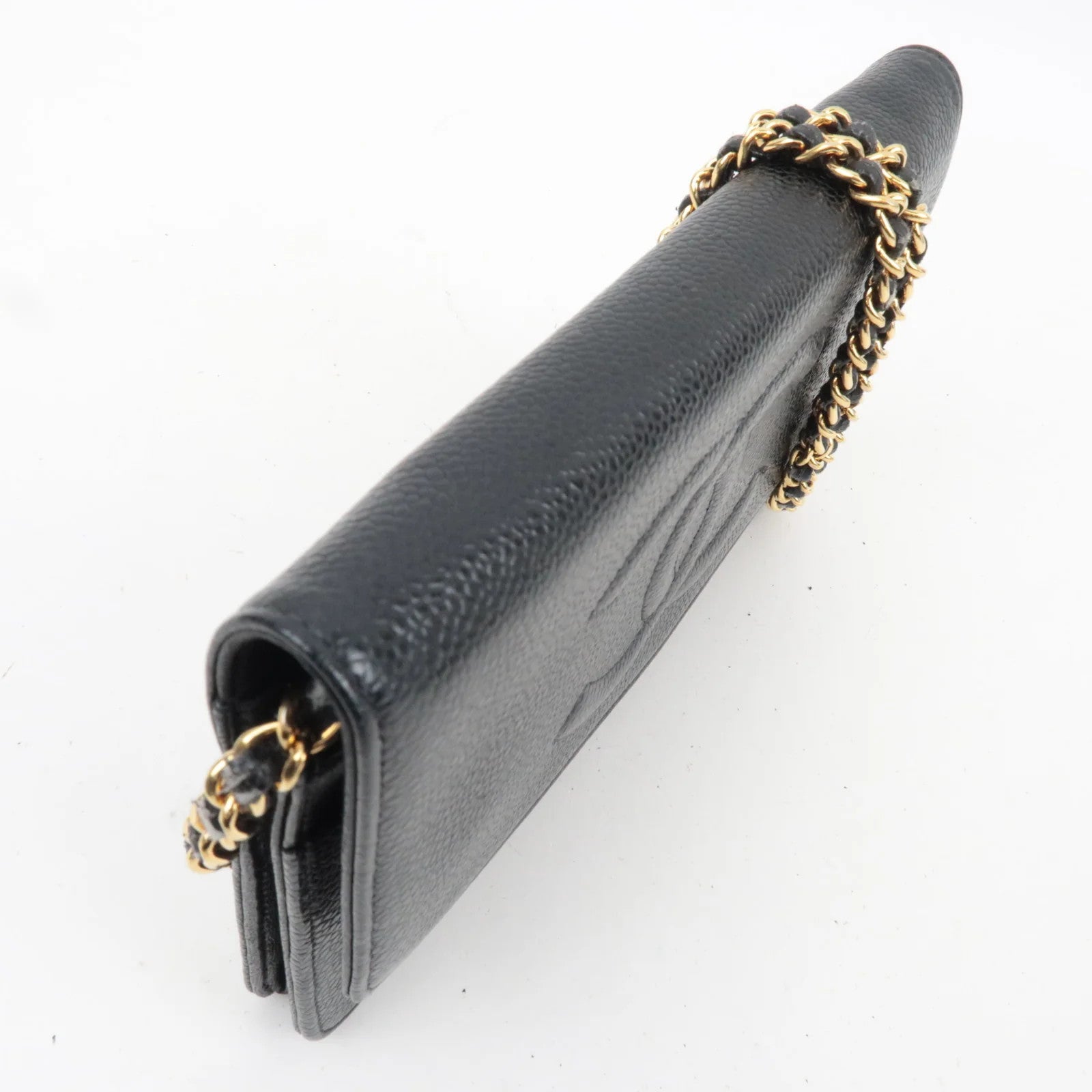 CHANEL Caviarskin Chain Wallet WOC Shoulder Bag - Black, Caviarskin