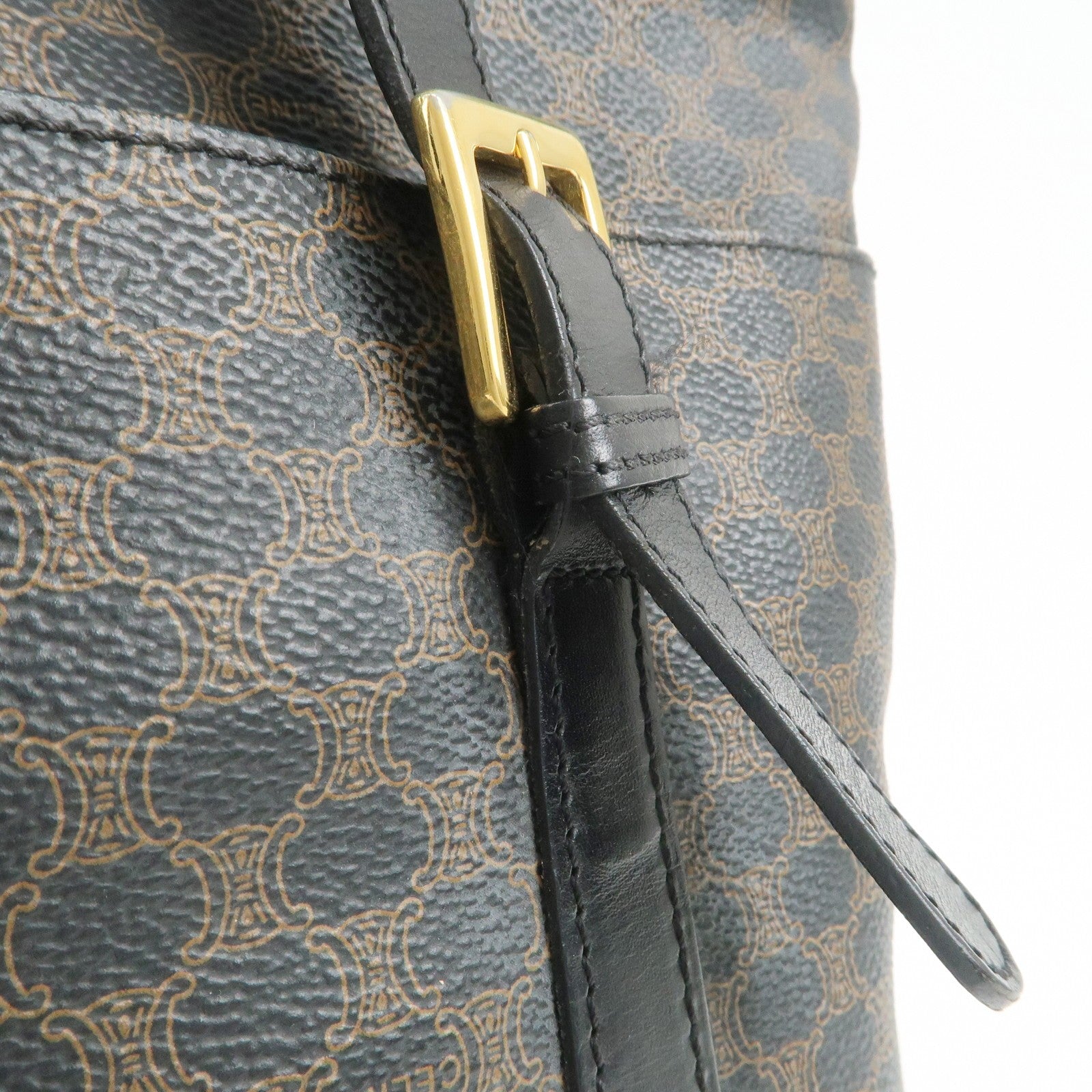 Celine Macadam Logo Tote Bag - Black and Brown, PVC Coated Canvas and Leather 