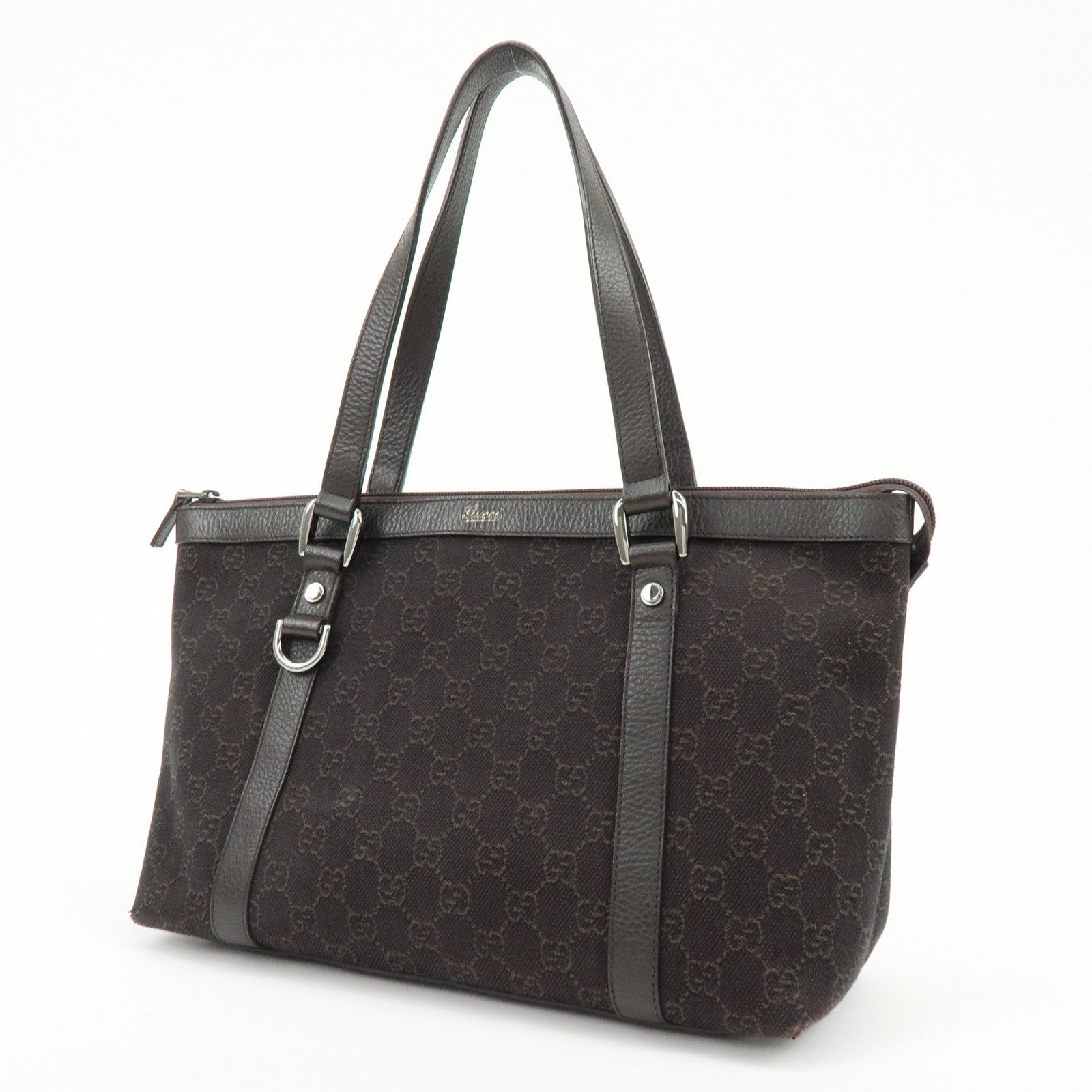 Gucci Abbey Tote Bag - Dark Brown, Denim, Leather