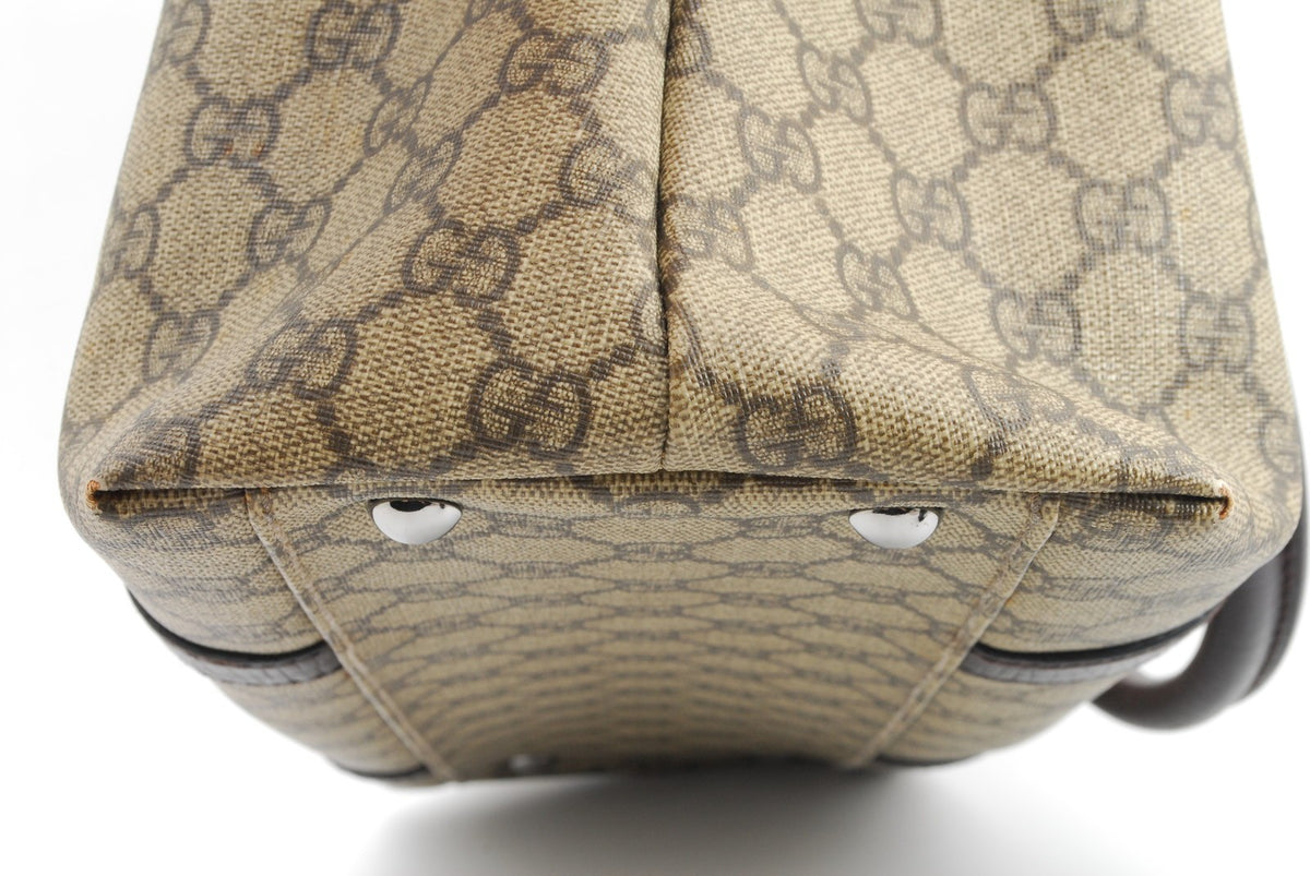 Gucci GG Supreme Tote Bag - Beige Brown, PVC Leather