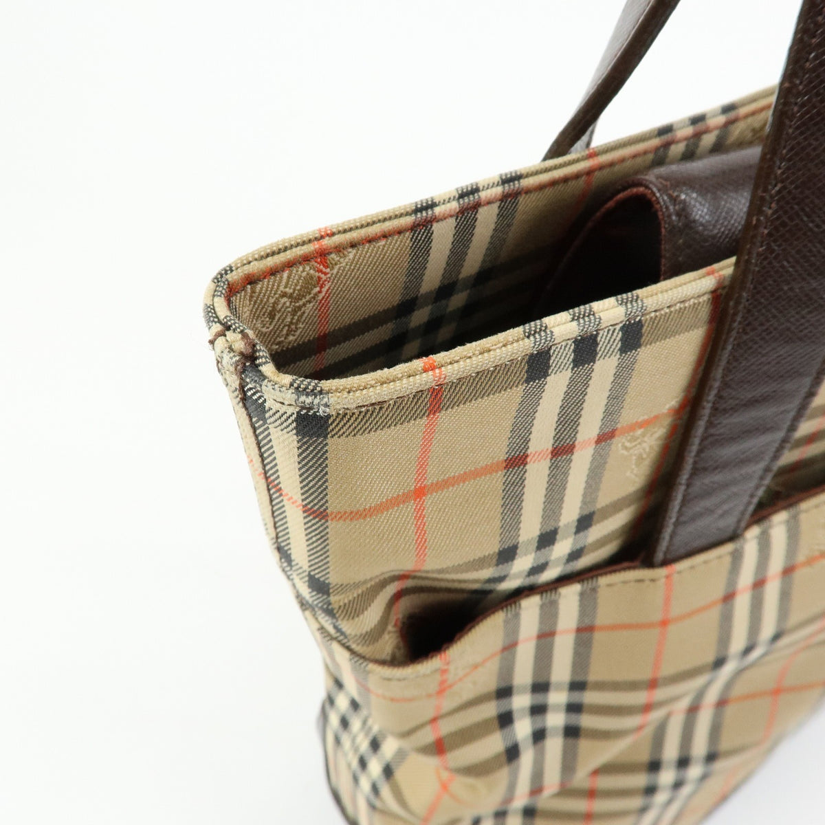 Burberry Nova Plaid Tote Bag - Beige, Canvas and Leather