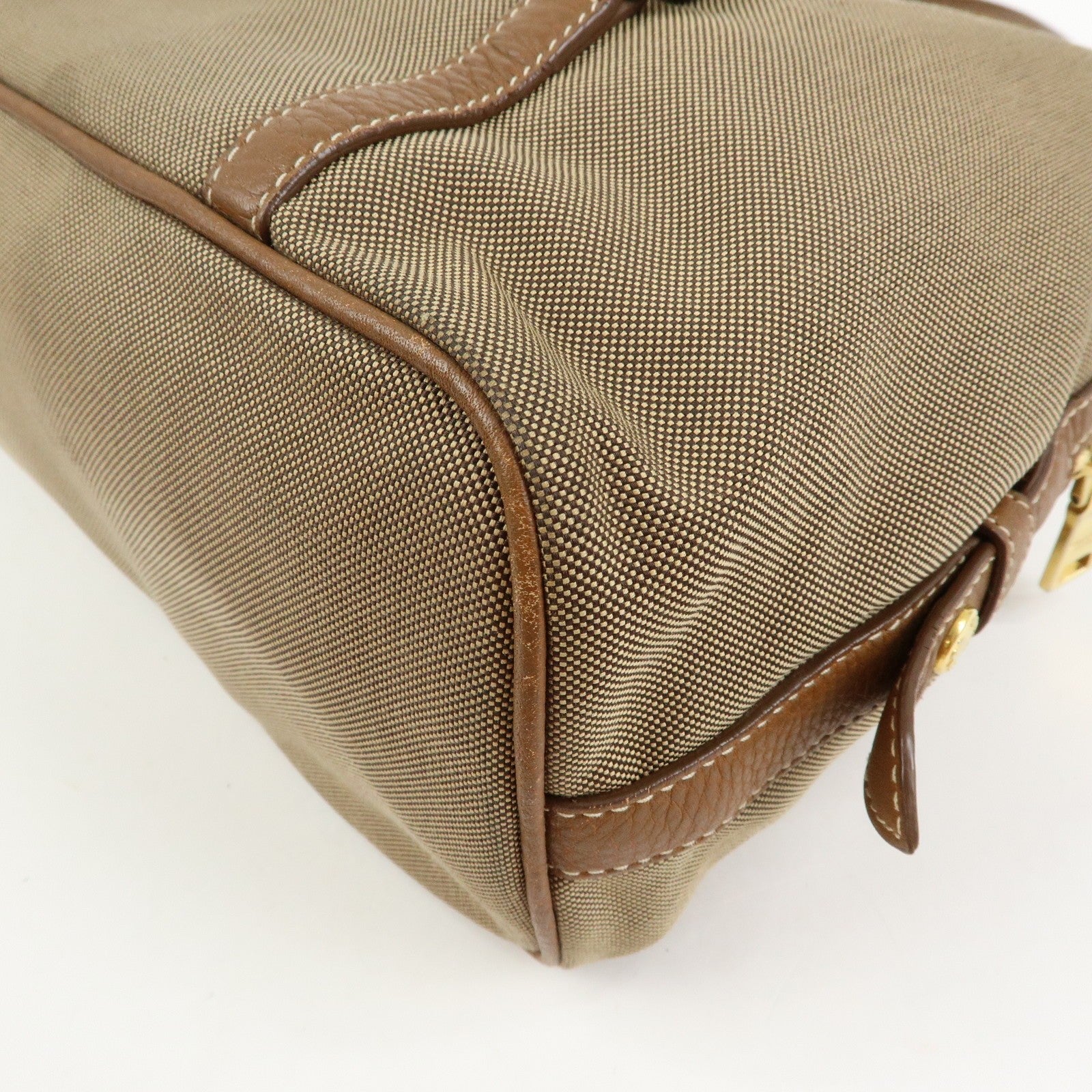 Prada Boston Bag - Beige, Canvas and Leather