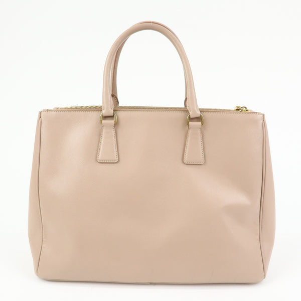 Prada Triangle Logo Galleria Tote Hand Bag - Pink Beige, Saffiano Leather