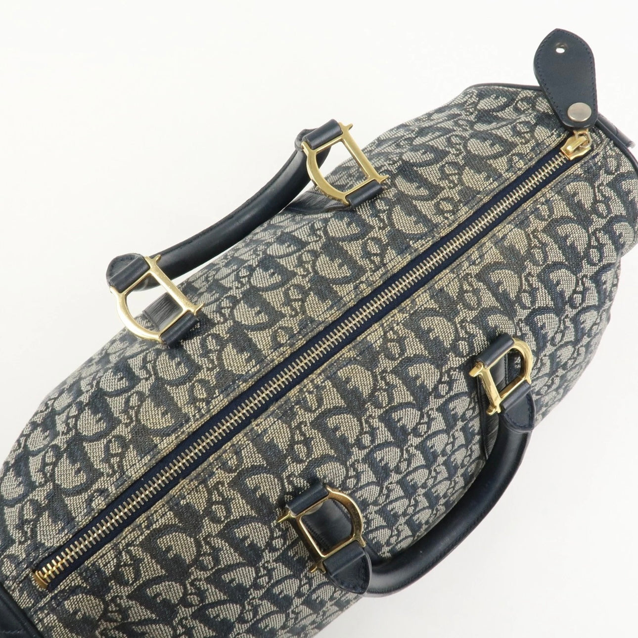 Christian Dior Jacquard Boston-  Navy, Leather.