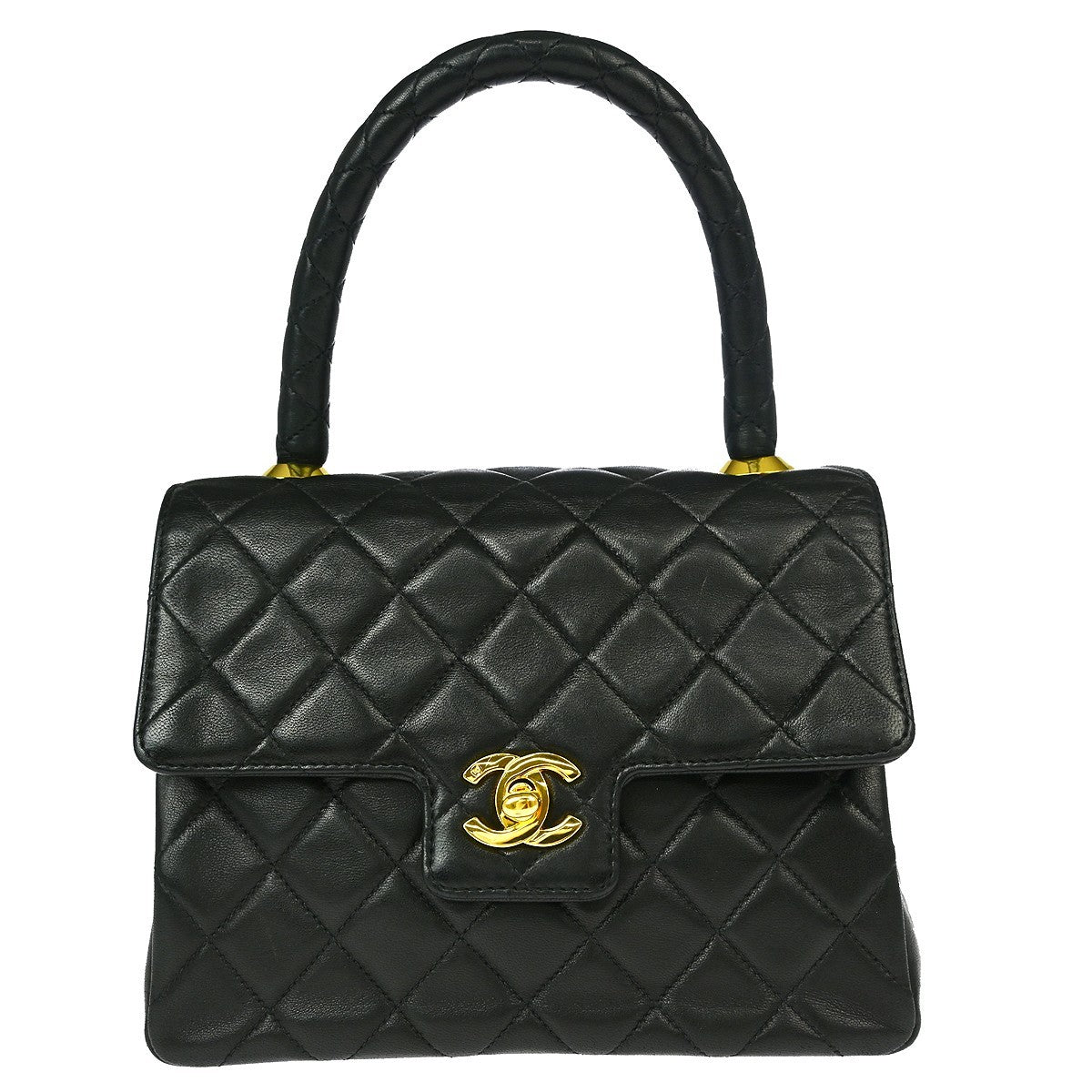 Chanel Top Handle Handbag - Black, Lambskin