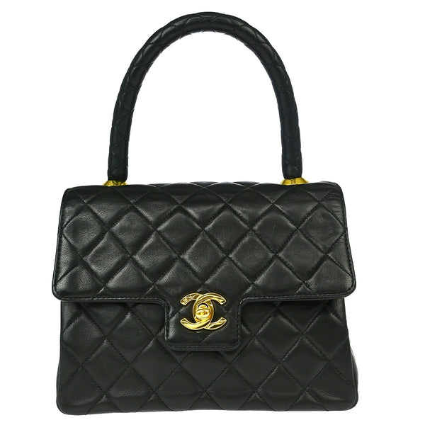 Chanel Top Handle Handbag - Black, Lambskin