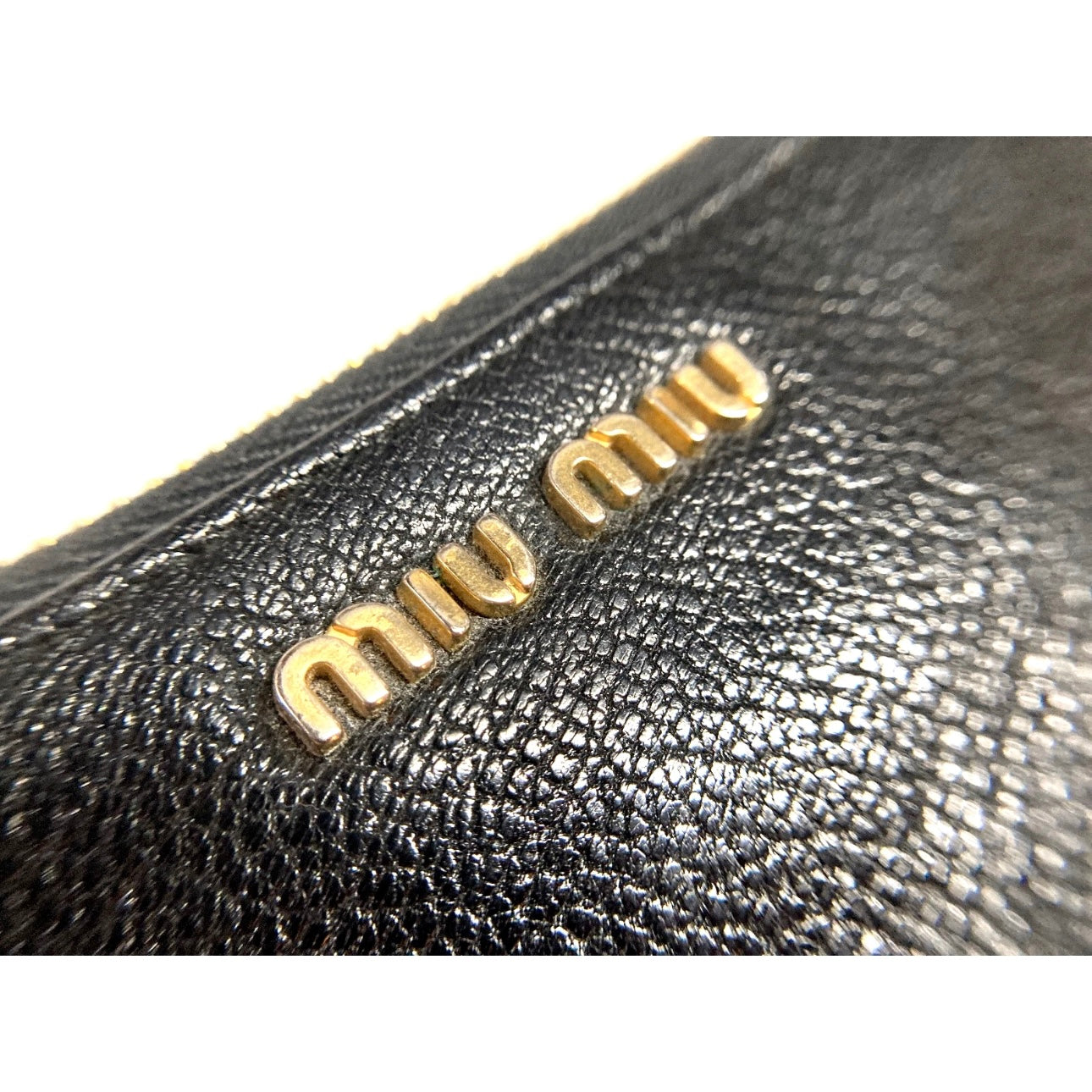 MIU MIU VINTAGE ZIP AROUND EMBOSSED LEATHER LONG WALLET